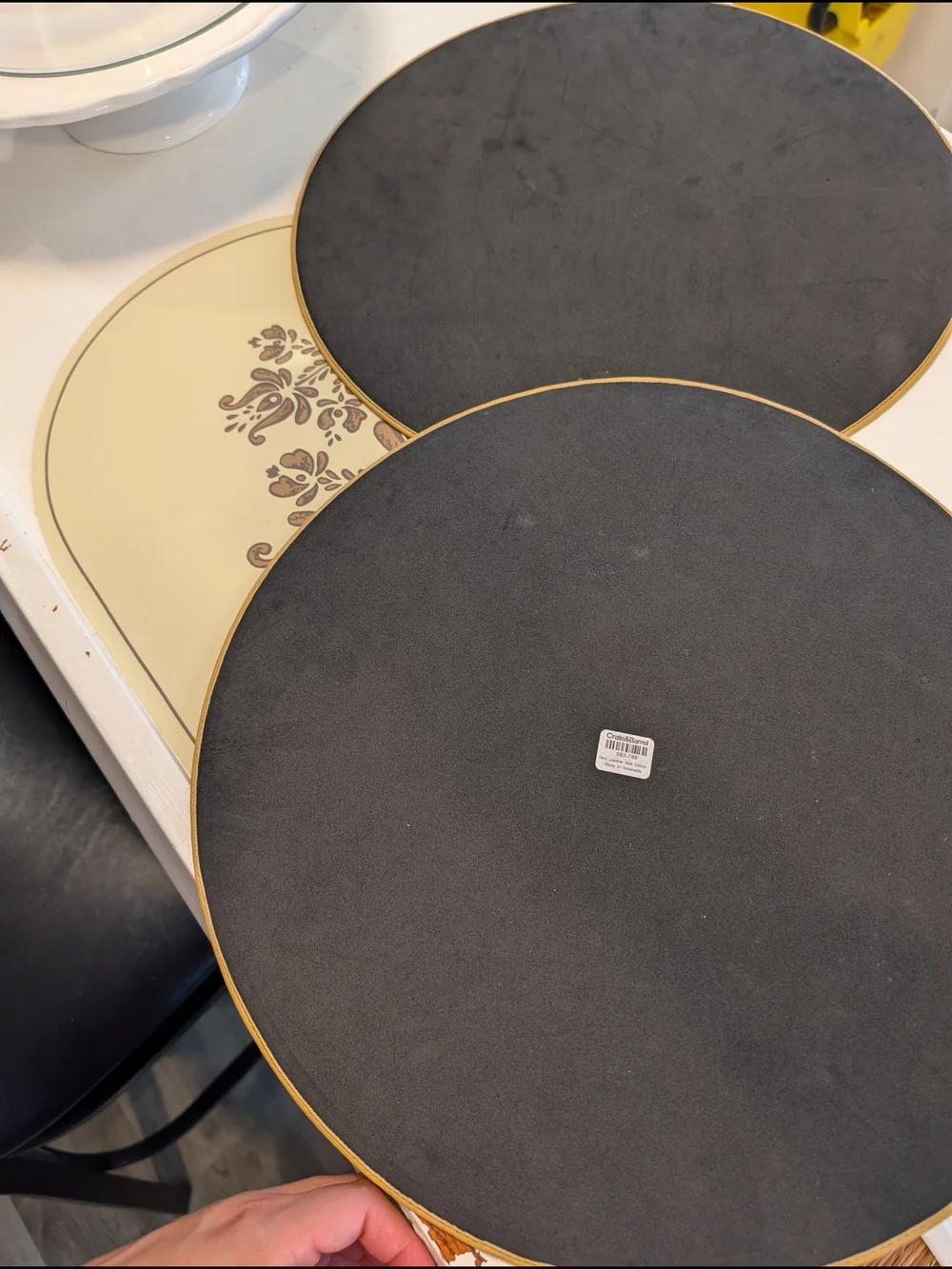 Crate&Barrel Tan Round Faux Leather Wall Circles